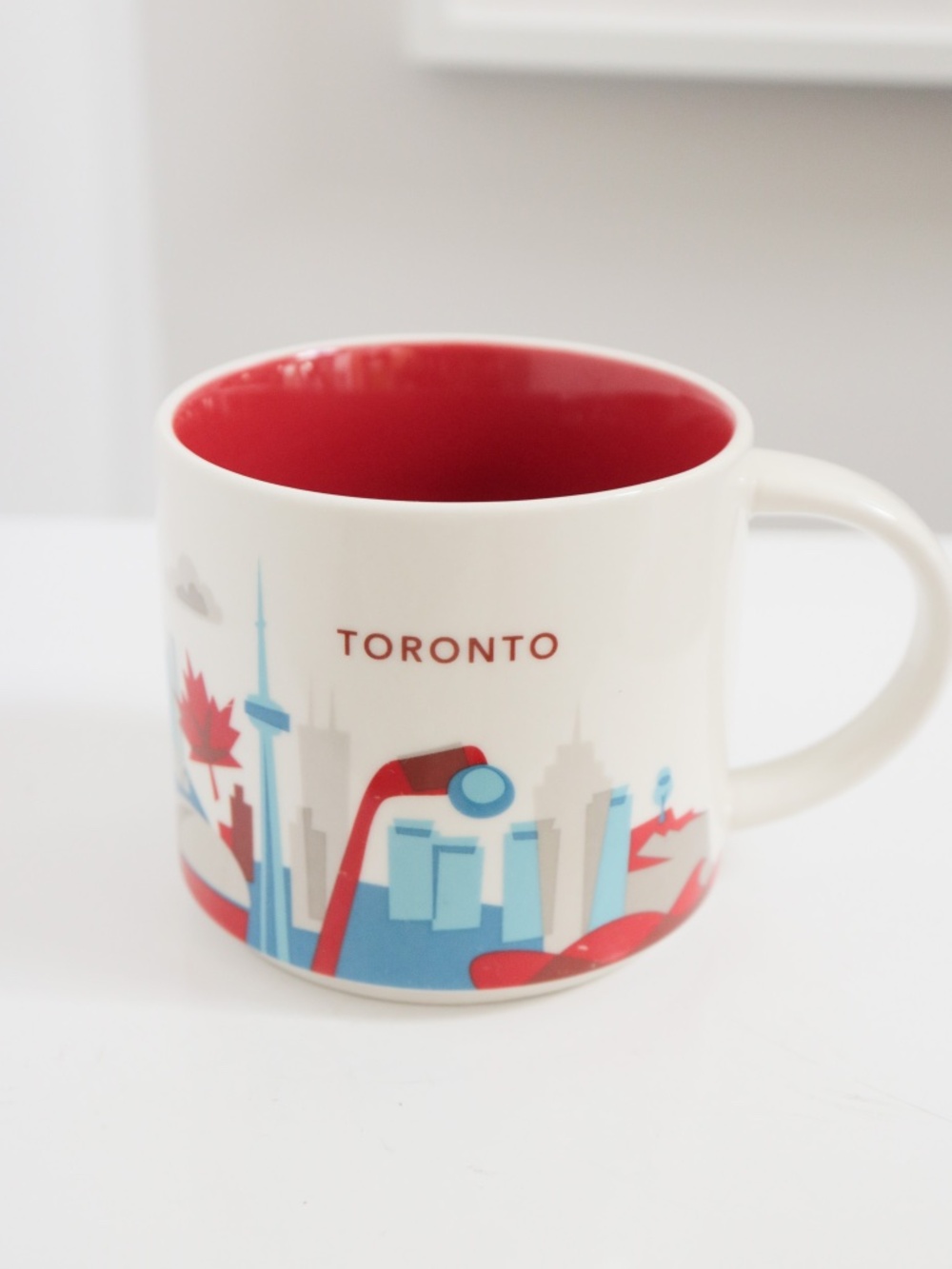 STARBUCKS 14oz Mug, 'You Are Here' Collection TORONTO City Skyline Red White